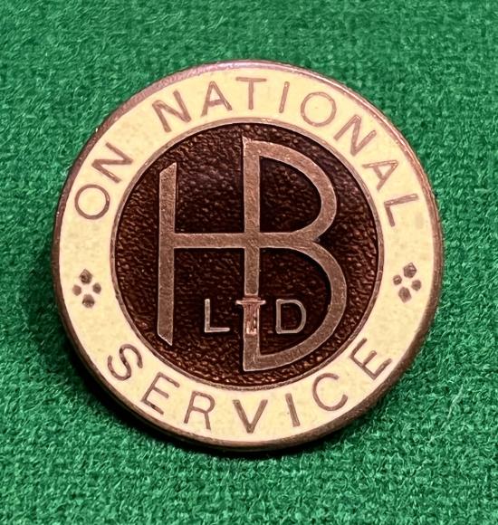 HB Ltd ' On National Service ' Lapel Badge.