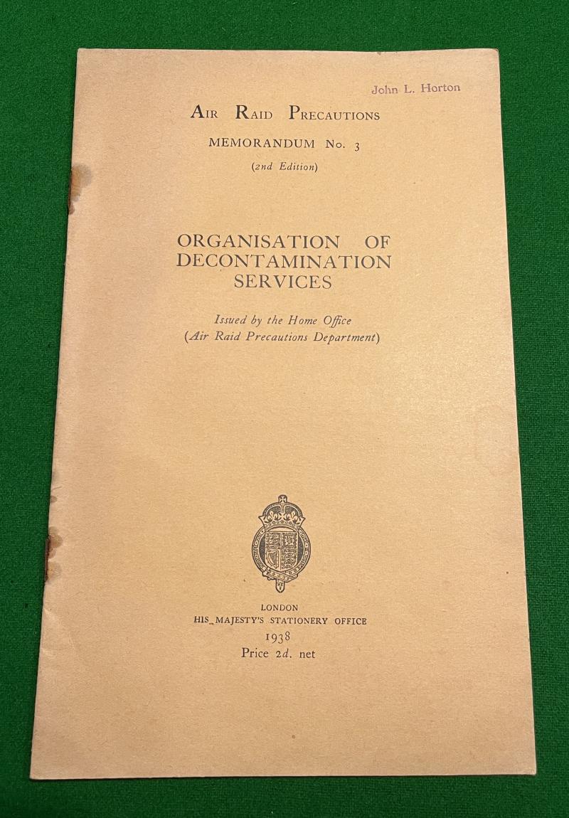 A.R.P.Memo No.3 Organisation of Decontamination Services.