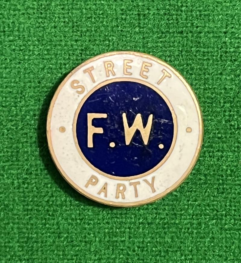 Fire Watcher Street Party Lapel badge.