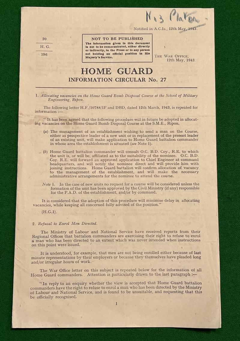 Home Guard Info. Circular No.27