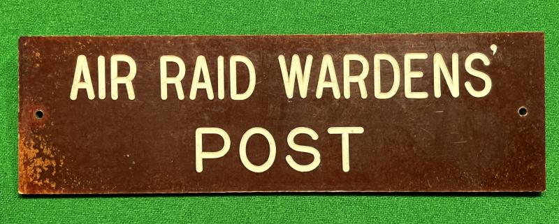 Air Raid Wardens' Post Sign.