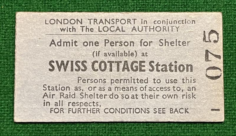London Tube Shelter ticket.