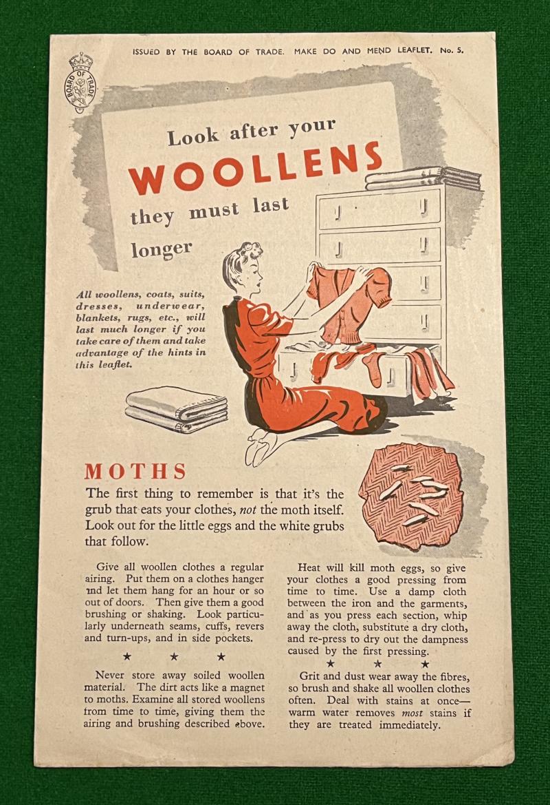 Make do and Mend Leaflet No.5 Woollens.
