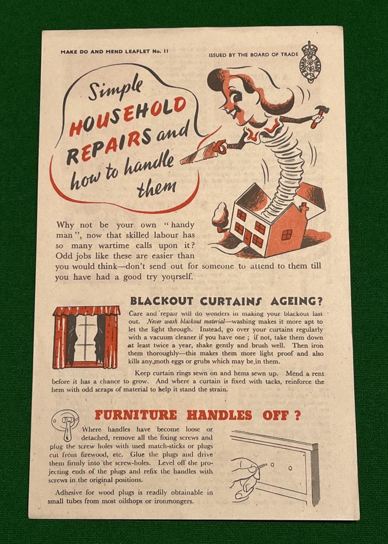 Make do and Mend Leaflet No.11 - Household Repairs.
