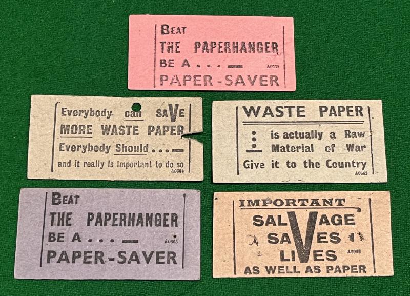 Wartime Bus Tickets with Waste Paper Slogans.