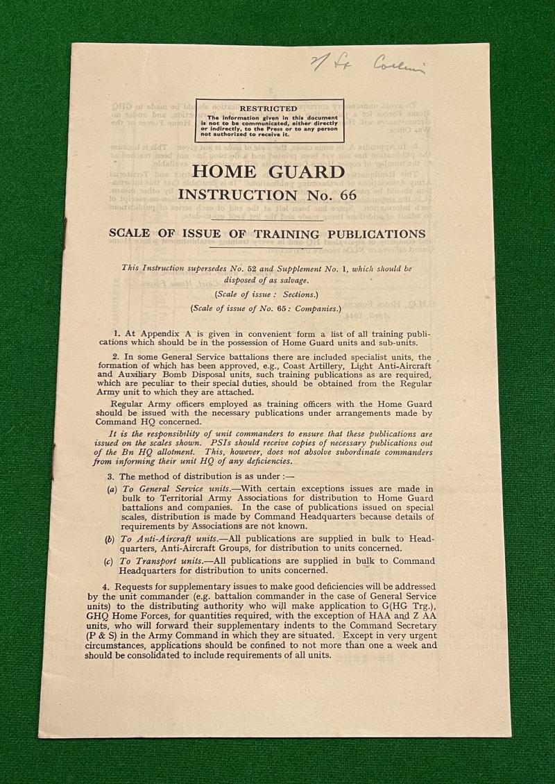 Home Guard Instruction No.66 - Training Publications.