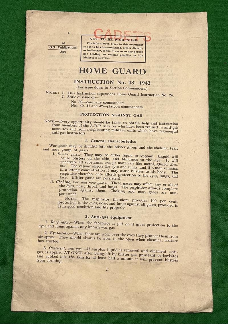 Home Guard Instruction - No.43 Protection Against Gas.