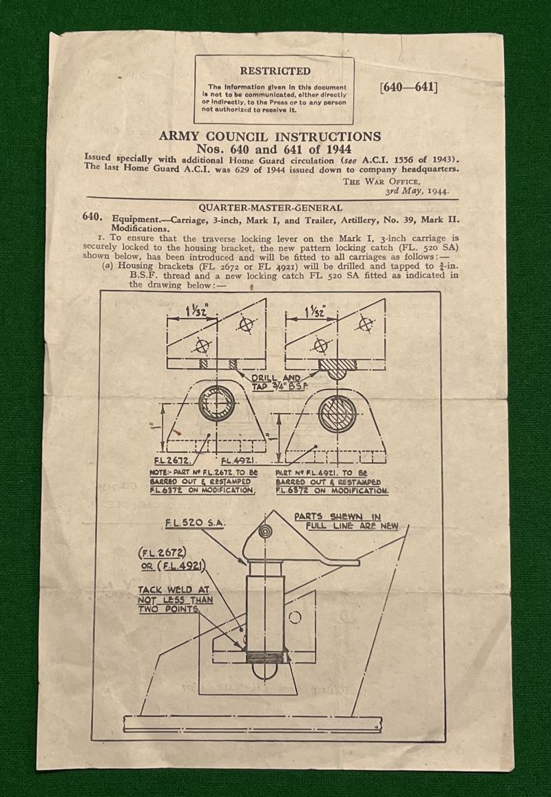 1944 ACI 640/641 for issue to Home Guard.