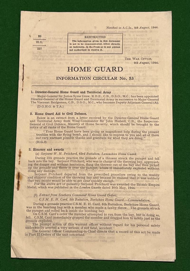 Home Guard Information Circular No.53.
