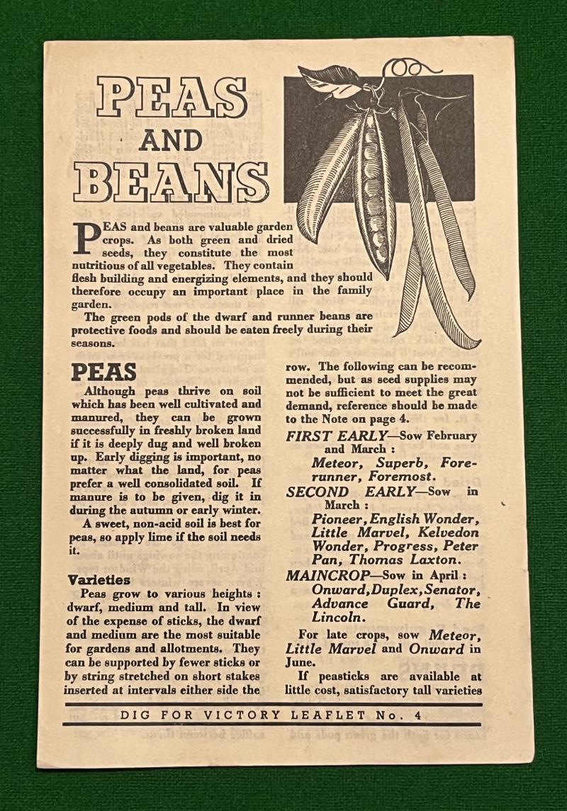 Dig for Victory Leaflet No.4 Peas & Beans.