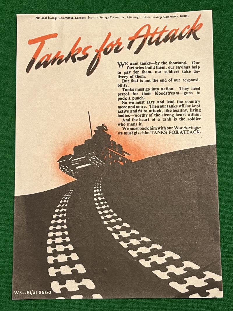 Tanks for Attack war savings leaflet.