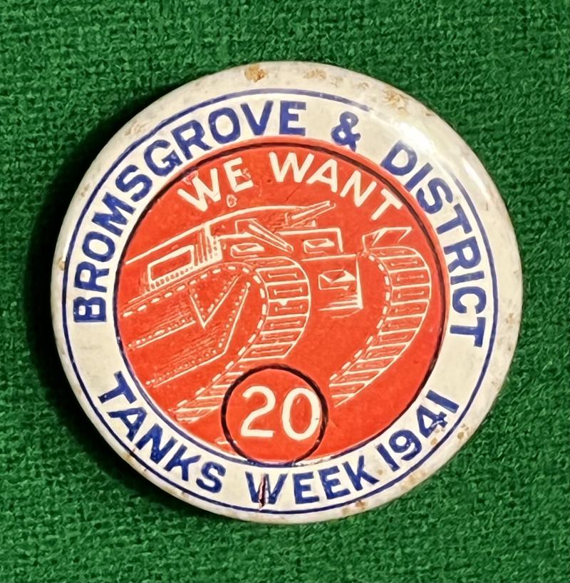 Bromsgrove & District Tanks Week 1941 lapel badge.