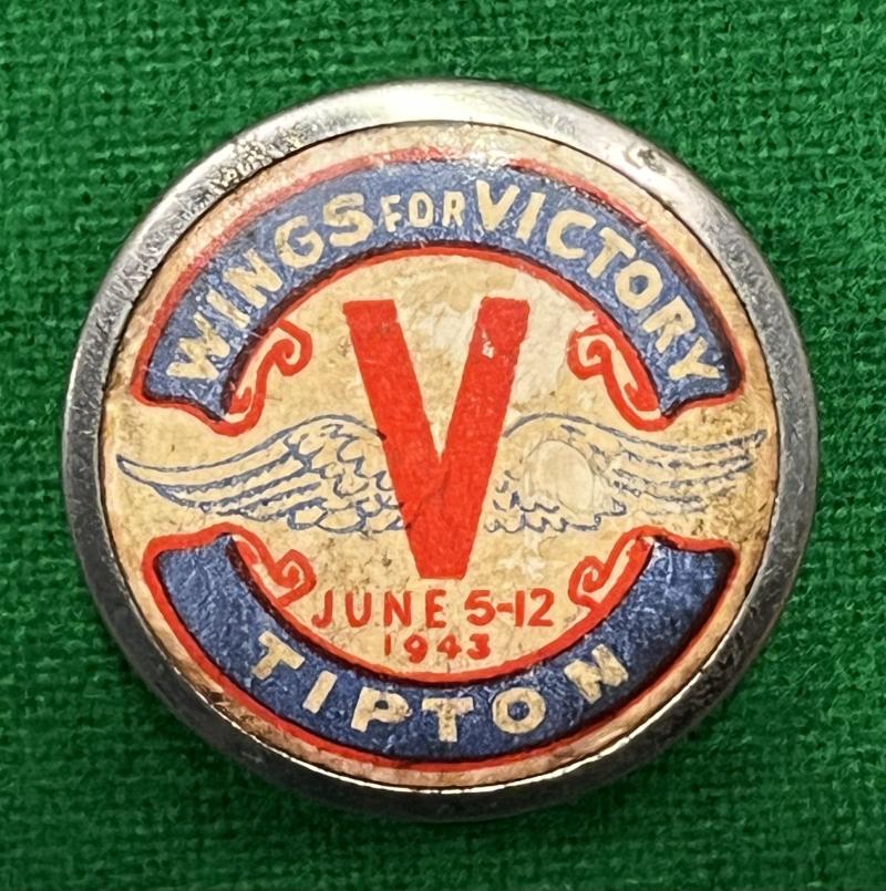 1943 Tipton Wings for Victory tin badge.