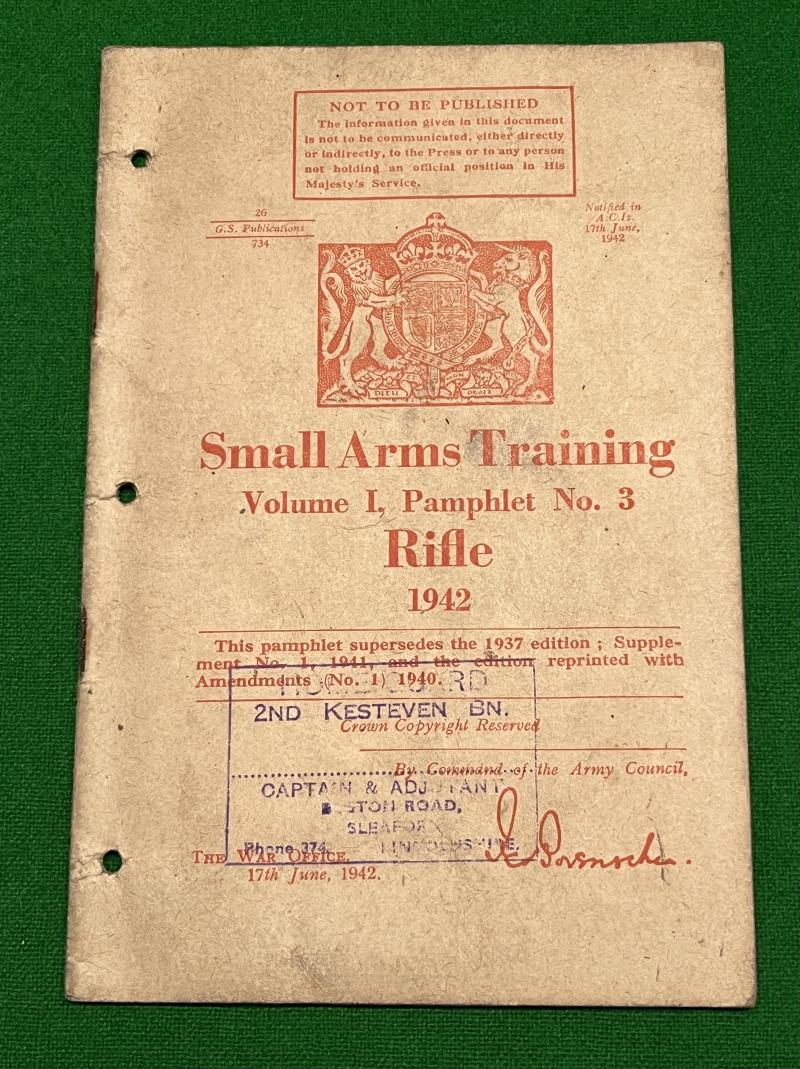 S.A.T. Pamphlet Vol I No.3 Rifle  - Lincs Home Guard.