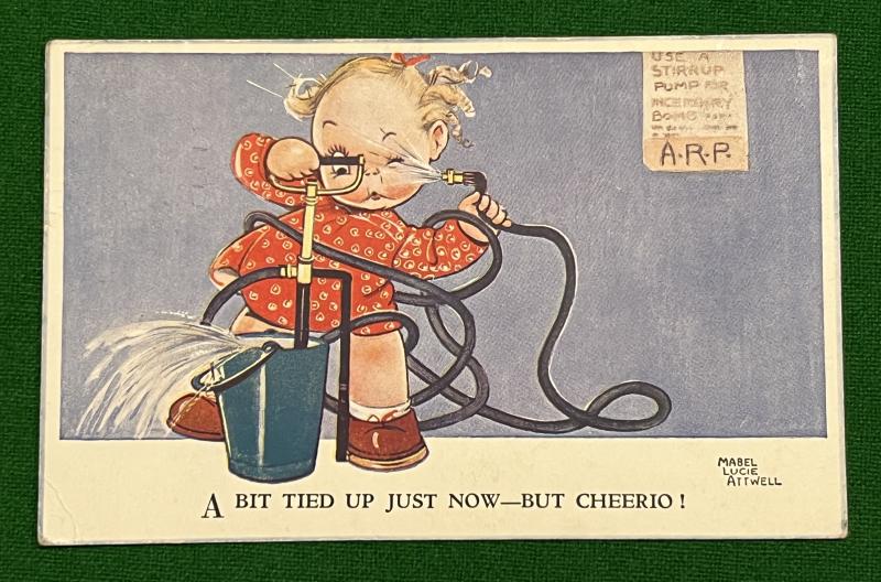 Comic postcard - Stirrup Pump.