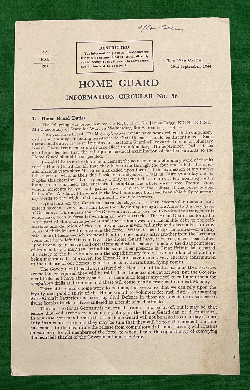 Home Guard Info. Circular No.56