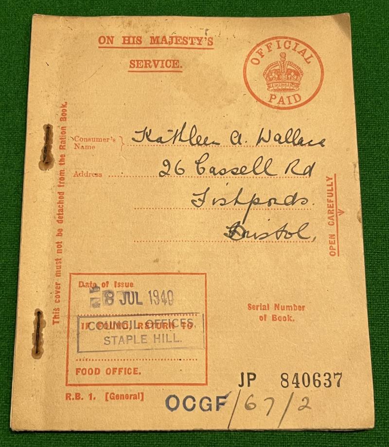 1940 Ration Book R.B.1