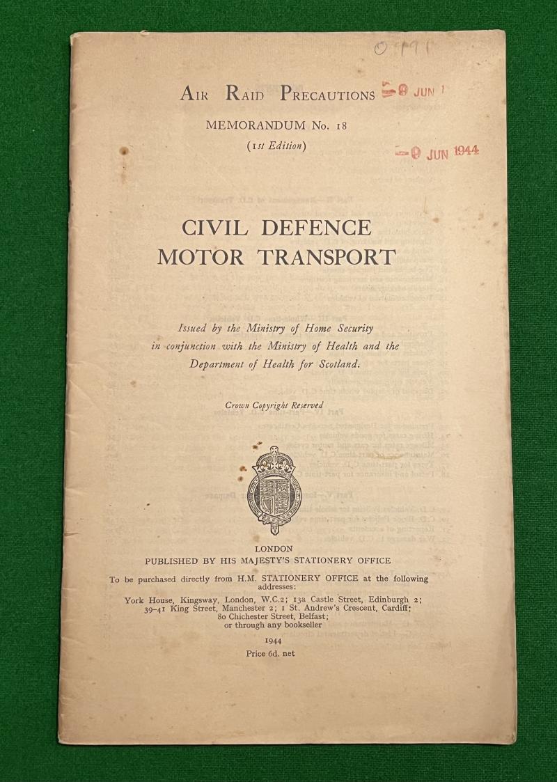 ARP Memo No.18 Civil Defence Motor Transport