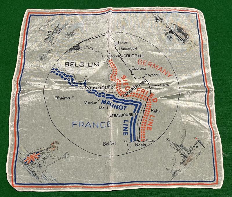 Maginot Line/Siegfried Line patriotic handkerchief.