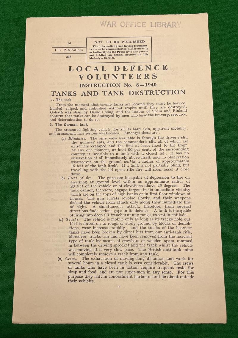 LDV Instruction No.8 Tanks & Tank Destruction.