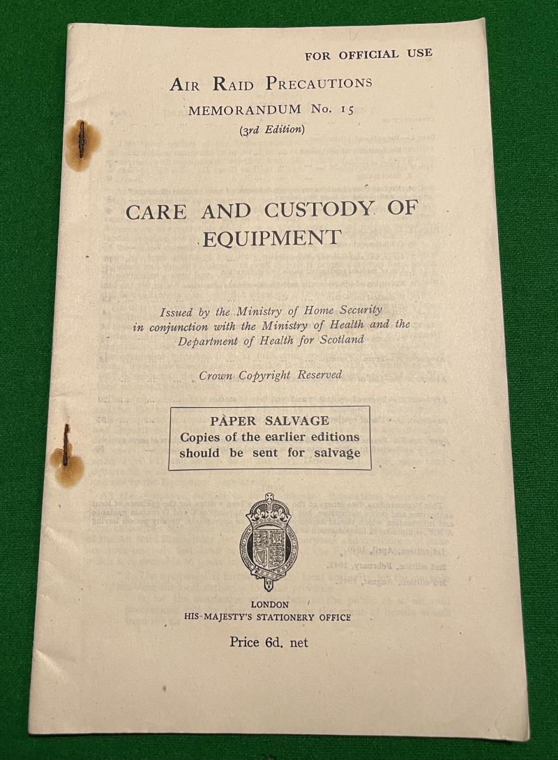 ARP Memorandum No.15 Care & Custody of Equipment.