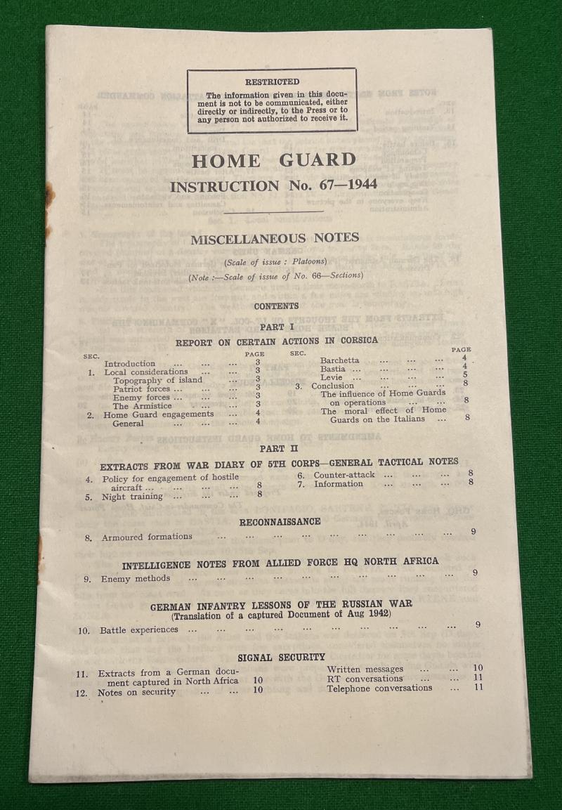 Home Guard Instruction No.67 - Miscellaneous Notes.