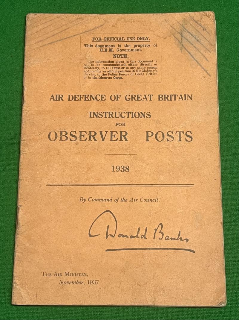 ADGB Instructions for Observer Posts 1938.