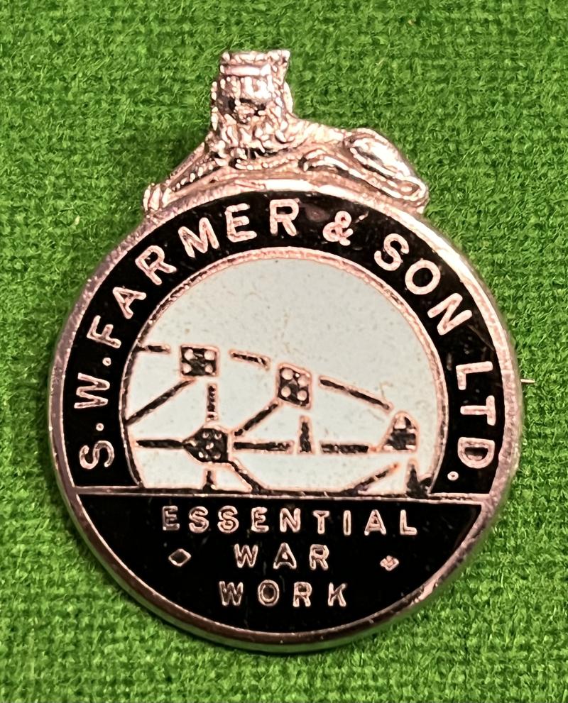 S.W. Farmer & Son Ltd Essential War Work lapel badge.