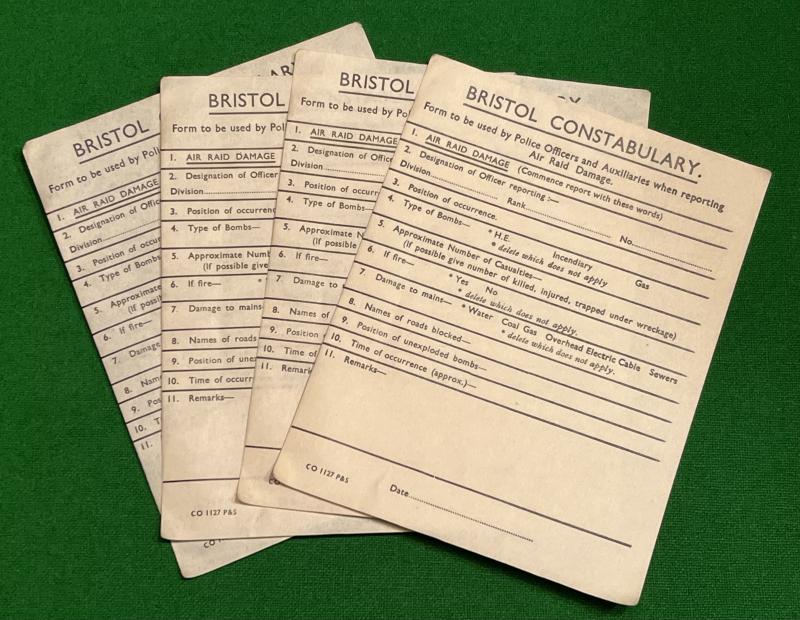 Bristol Constabulary Air Raid Report Form.