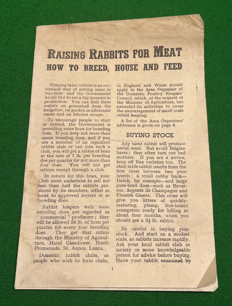 Raising Rabbits for Meat leaflet