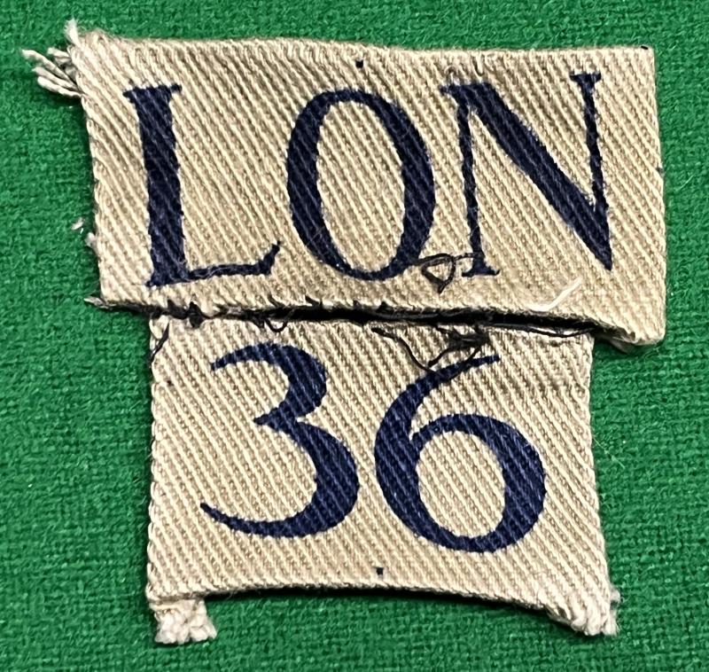 36th (6th SR) Battalion. County of London Home Guard titles.