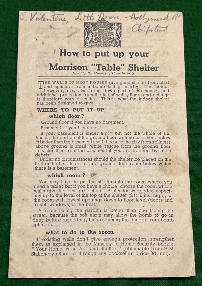 Morrison Table Shelter Leaflet.