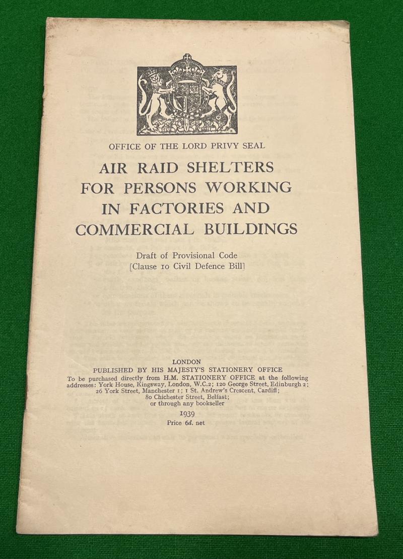 Air Raid Shelters for Persons Working in Factories & Commercial Buildings.