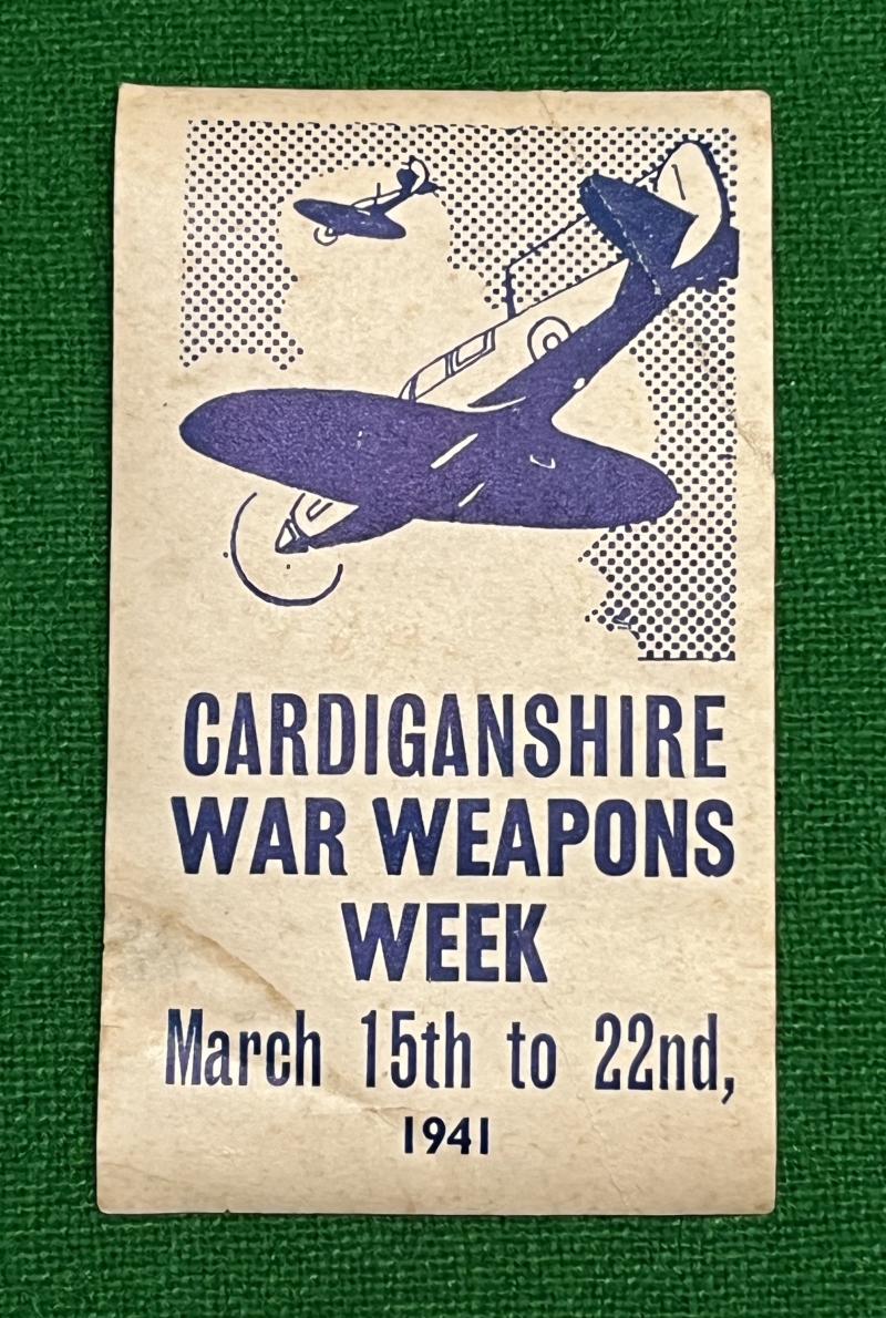 Cardiganshire War Weapons Week label.