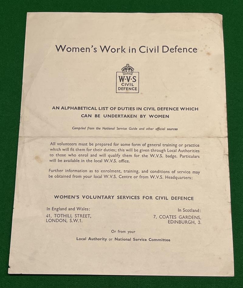 WVS Civil Defence Duties leaflet.