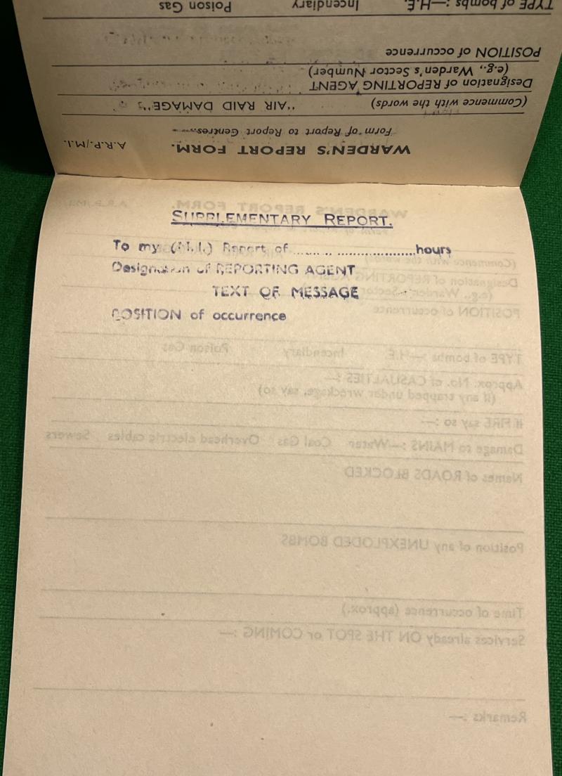 ARP Warden's Report Form Pad.