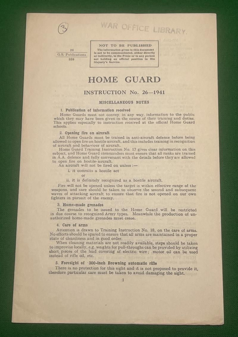 Home Guard Instruction - No.26 1941 - Miscellaneous Notes.