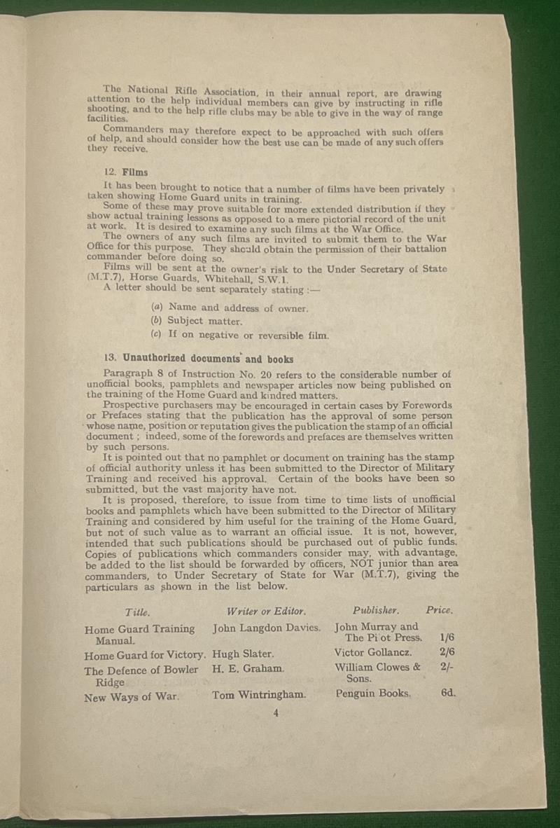 Home Guard Instruction - No.26 1941 - Miscellaneous Notes.