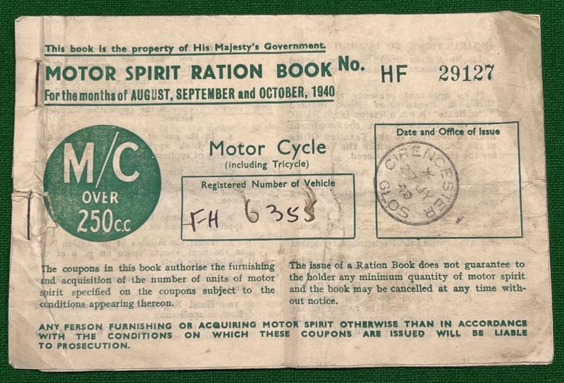 Motor Spirit Ration Book.