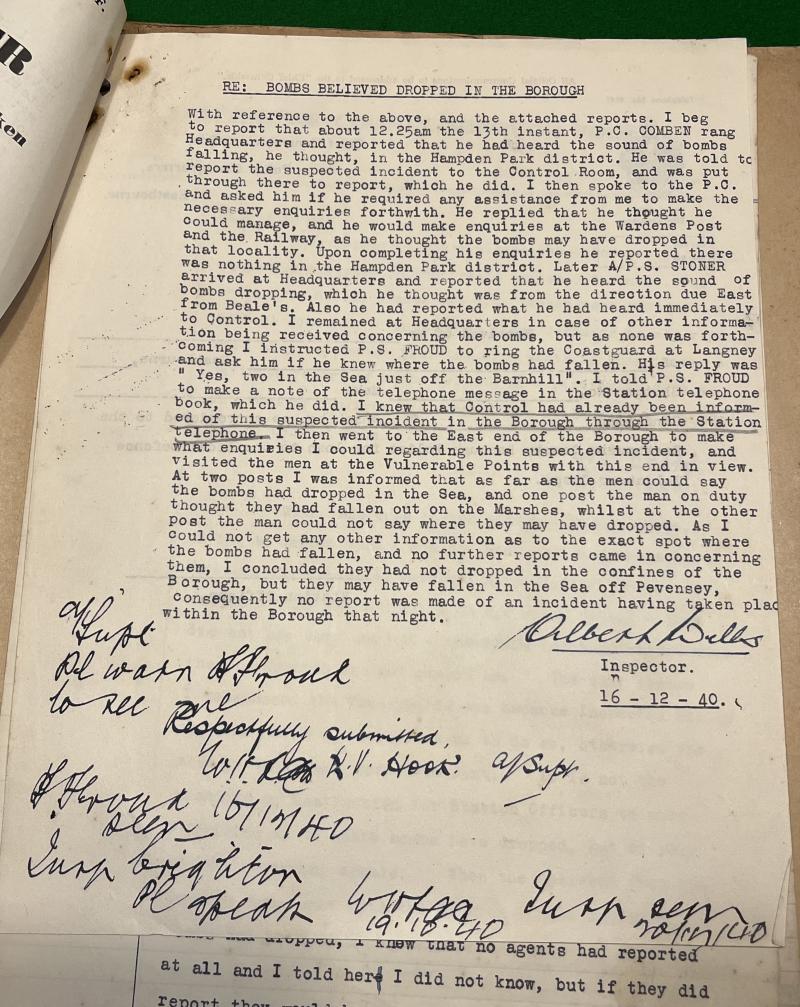 Official 1940 Eastbourne A.R.P. Report File.