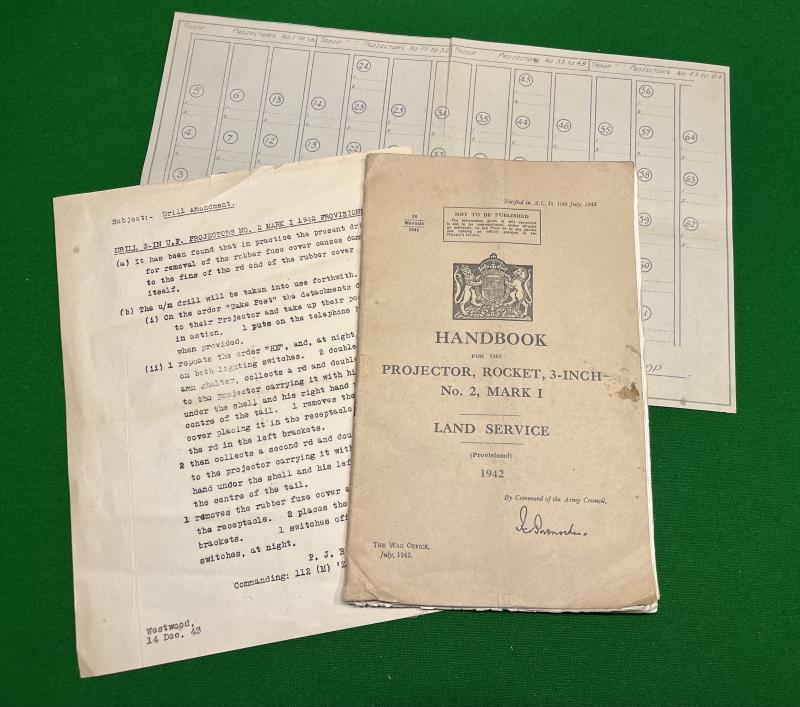 Handbook - Projector, Rocket 3-Inch No.2, MkI & Z Artillery paperwork.