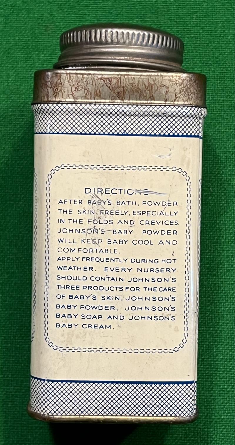 Wartime Tin of Johnson's Baby Powder.