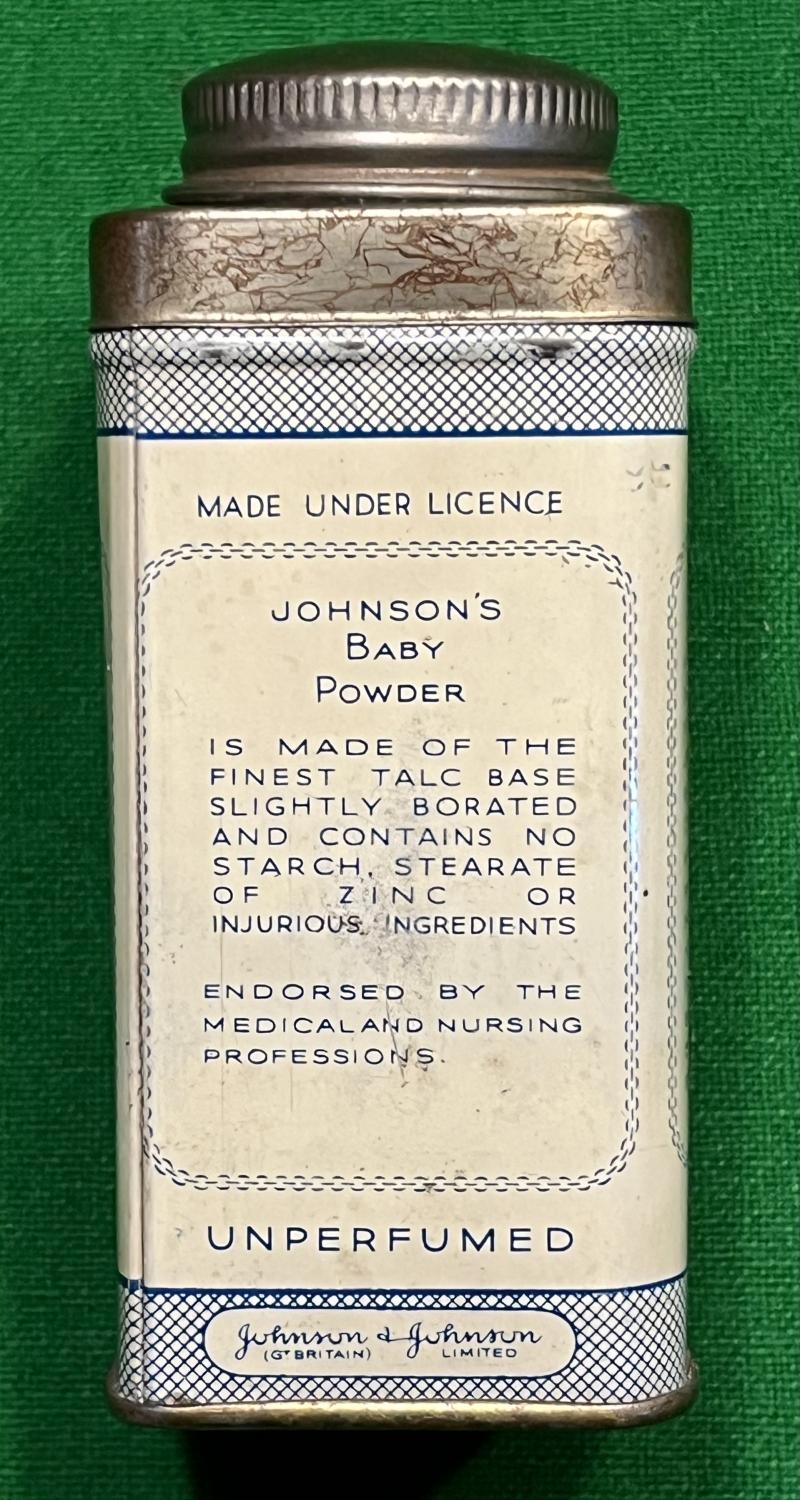 Wartime Tin of Johnson's Baby Powder.