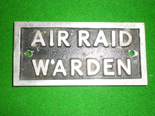 Small Air Raid Warden Sign.