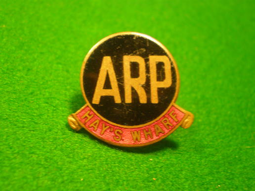Hay's Wharf ARP lapel badge.