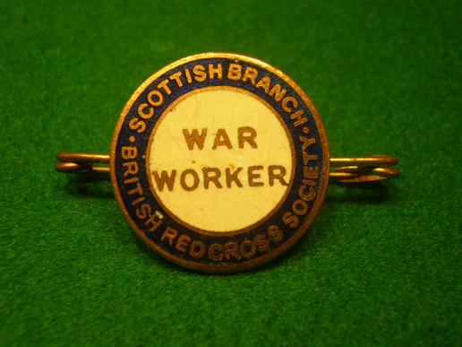 Scottish Red Cross war worker pin badge.