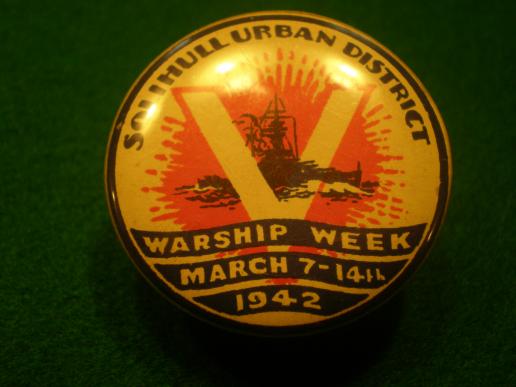 Solihull Urban District Warship Week lapel badge.
