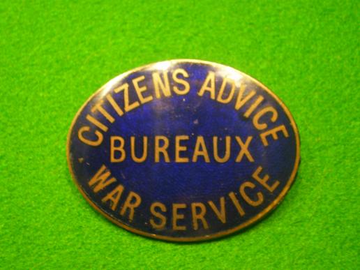 Citizens Advice Bureaux War Service lapel badge.
