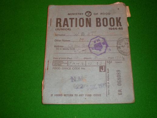 1944 - 45 Junior Ration Book.