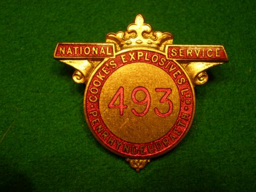 Cooke's Explosives National Service badge.